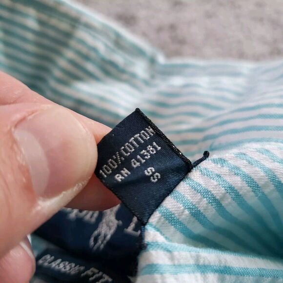 Ralph Lauren Shirt Mens Extra Large Blue Button Up short Sleeve Seersucker - Picture 9 of 9